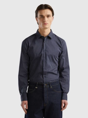 Benetton, Slim Fit Micro-patterned Shirt, size XL, Dark Blue, Men United Colors of Benetton