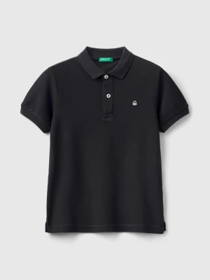 Benetton, Slim Fit Polo In 100% Organic Cotton, size 2XL, Black, Kids United Colors of Benetton