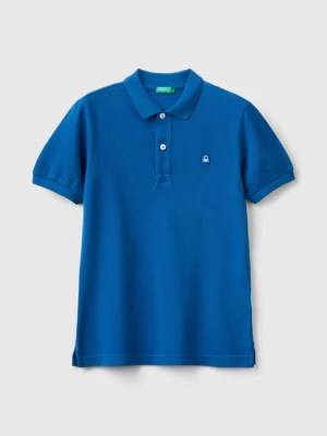 Benetton, Slim Fit Polo In 100% Organic Cotton, size 2XL, Bright Blue, Kids United Colors of Benetton