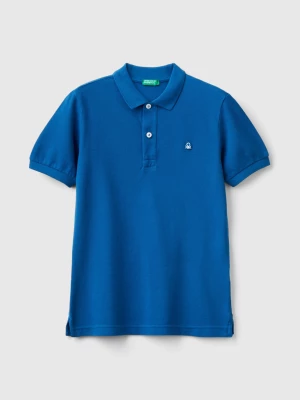 Benetton, Slim Fit Polo In 100% Organic Cotton, size 2XL, Bright Blue, Kids United Colors of Benetton