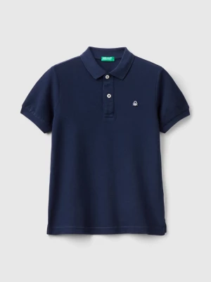 Benetton, Slim Fit Polo In 100% Organic Cotton, size 2XL, Dark Blue, Kids United Colors of Benetton