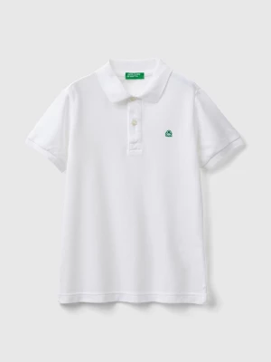 Benetton, Slim Fit Polo In 100% Organic Cotton, size 2XL, White, Kids United Colors of Benetton