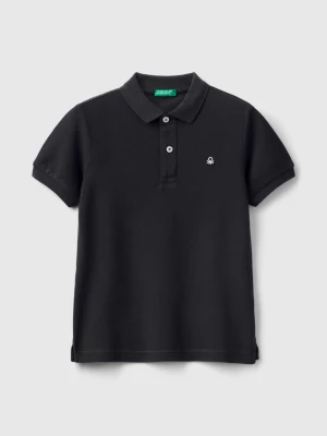 Benetton, Slim Fit Polo In 100% Organic Cotton, size L, Black, Kids United Colors of Benetton