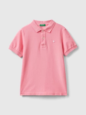 Benetton, Slim Fit Polo In 100% Organic Cotton, size L, Pink, Kids United Colors of Benetton