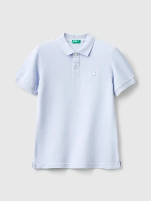 Benetton, Slim Fit Polo In 100% Organic Cotton, size L, Sky Blue, Kids United Colors of Benetton