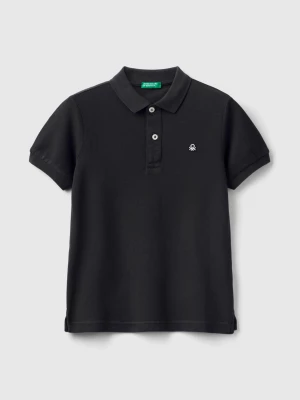 Benetton, Slim Fit Polo In 100% Organic Cotton, size M, Black, Kids United Colors of Benetton