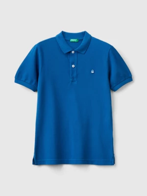 Benetton, Slim Fit Polo In 100% Organic Cotton, size M, Bright Blue, Kids United Colors of Benetton