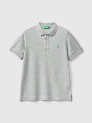 Benetton, Slim Fit Polo In 100% Organic Cotton, size M, Light Gray, Kids United Colors of Benetton