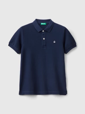 Benetton, Slim Fit Polo In 100% Organic Cotton, size S, Dark Blue, Kids United Colors of Benetton