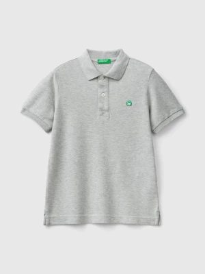 Benetton, Slim Fit Polo In 100% Organic Cotton, size S, Light Gray, Kids United Colors of Benetton