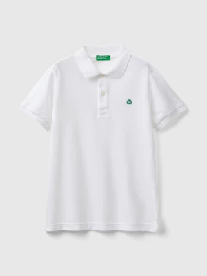 Benetton, Slim Fit Polo In 100% Organic Cotton, size S, White, Kids United Colors of Benetton
