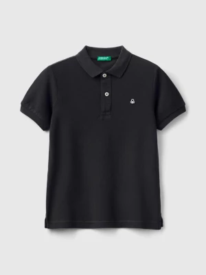 Benetton, Slim Fit Polo In 100% Organic Cotton, size XL, Black, Kids United Colors of Benetton