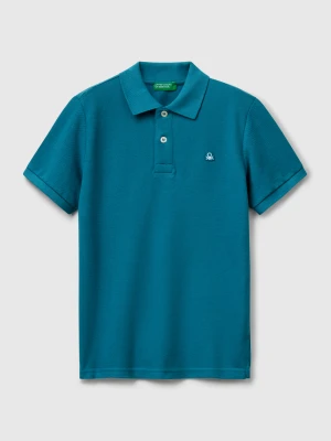 Benetton, Slim Fit Polo In Pure Cotton, Size: S, Teal, Kids United Colors of Benetton