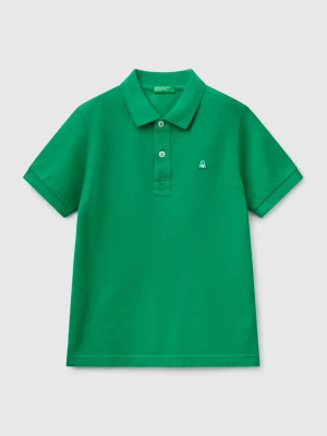 Benetton, Slim Fit Polo In Pure Cotton, size XL, Green, Kids United Colors of Benetton