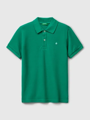 Benetton, Slim Fit Polo In Pure Cotton, size XL, Green, Kids United Colors of Benetton