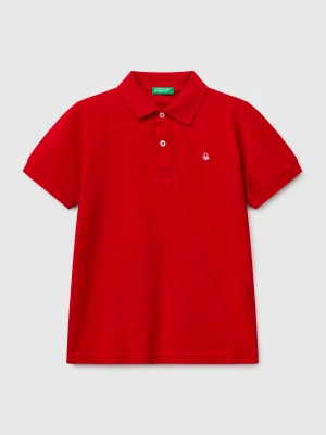 Benetton, Slim Fit Polo In Pure Cotton, size XL, Red, Kids United Colors of Benetton