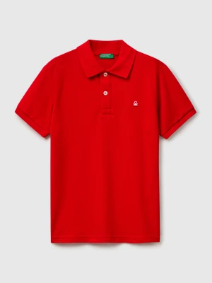 Benetton, Slim Fit Polo In Pure Cotton, size XL, Red, Kids United Colors of Benetton