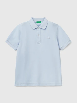 Benetton, Slim Fit Polo In Pure Cotton, size XL, Sky Blue, Kids United Colors of Benetton