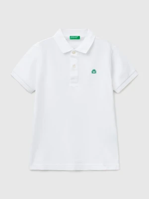 Benetton, Slim Fit Polo In Pure Cotton, size XL, White, Kids United Colors of Benetton