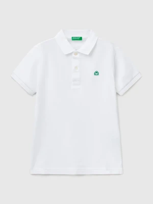 Benetton, Slim Fit Polo In Pure Cotton, size XL, White, Kids United Colors of Benetton