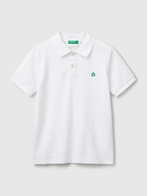 Benetton, Slim Fit Polo In Pure Cotton, Size: XL, White, Kids United Colors of Benetton