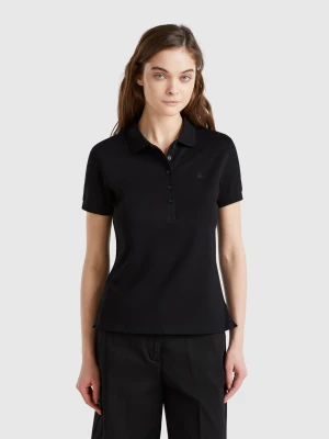 Benetton, Slim Fit Polo In Stretch Cotton, size XXS, Black, Women United Colors of Benetton