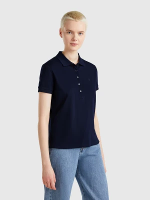 Benetton, Slim Fit Polo In Stretch Cotton, size XXS, Dark Blue, Women United Colors of Benetton