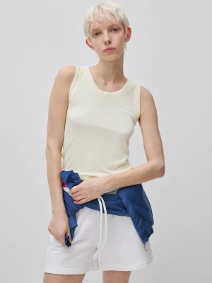 Benetton, Slim Fit Ribbed Tank Top, Size: XS, Yellow, Women United Colors of Benetton