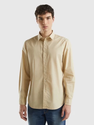 Benetton, Slim Fit Shirt In 100% Cotton, size L, Beige, Men United Colors of Benetton