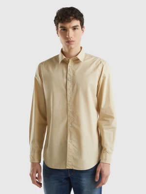 Benetton, Slim Fit Shirt In 100% Cotton, size M, Beige, Men United Colors of Benetton