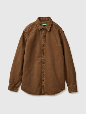 Benetton, Slim Fit Shirt In 100% Cotton, Size: XS, Brown, Men United Colors of Benetton