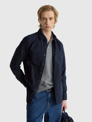 Benetton, Slim Fit Shirt In 100% Cotton, Size: XS, Dark Blue, Men United Colors of Benetton