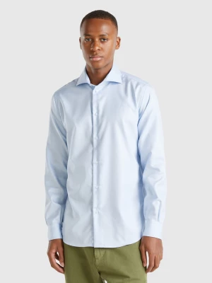 Benetton, Slim Fit Shirt In Cotton Blend, size M, Light Blue, Men United Colors of Benetton