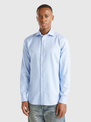 Benetton, Slim Fit Shirt In Cotton Blend, size XS, Sky Blue, Men United Colors of Benetton