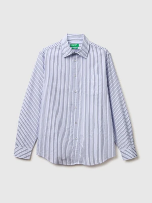 Benetton, Slim Fit Shirt With Pocket, Size: XS, Light Blue, Men United Colors of Benetton