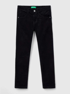 Benetton, Slim Fit Stretch Corduroy Trousers, size 2XL, Black, Kids United Colors of Benetton