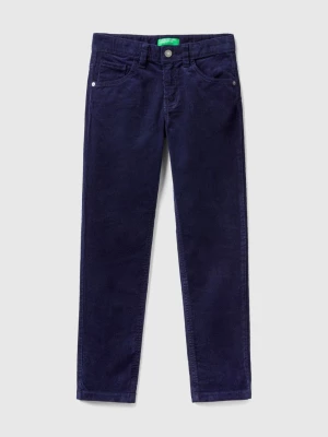 Benetton, Slim Fit Stretch Corduroy Trousers, size 2XL, Dark Blue, Kids United Colors of Benetton