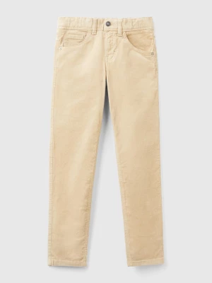 Benetton, Slim Fit Stretch Corduroy Trousers, size 3XL, Beige, Kids United Colors of Benetton