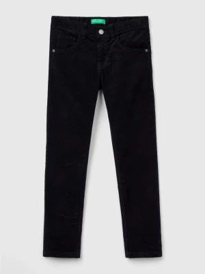 Benetton, Slim Fit Stretch Corduroy Trousers, size 3XL, Black, Kids United Colors of Benetton