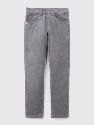 Benetton, Slim Fit Stretch Corduroy Trousers, size 3XL, Dark Gray, Kids United Colors of Benetton