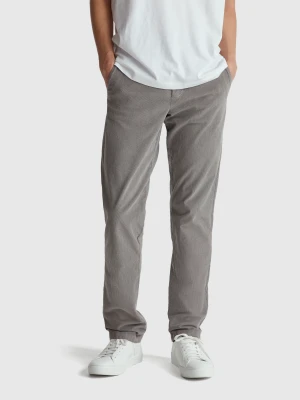 Benetton, Slim Fit Stretch Corduroy Trousers, Size: 56, Gray, Men United Colors of Benetton