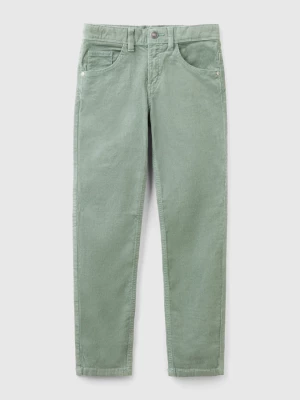 Benetton, Slim Fit Stretch Corduroy Trousers, size L, Light Green, Kids United Colors of Benetton