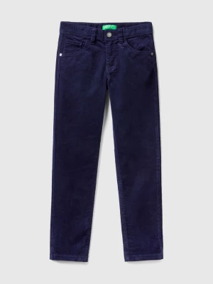 Benetton, Slim Fit Stretch Corduroy Trousers, size S, Dark Blue, Kids United Colors of Benetton