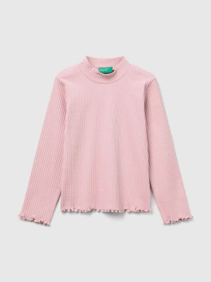 Benetton, Slim Fit Stretch Cotton T-shirt, Size: 116, Soft Pink, Kids United Colors of Benetton