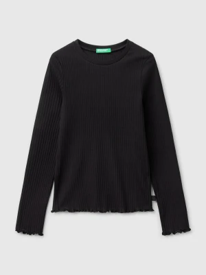 Benetton, Slim Fit Stretch Cotton T-shirt, size XL, Black, Kids United Colors of Benetton