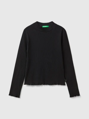 Benetton, Slim Fit Stretch Cotton T-shirt, size XL, Black, Kids United Colors of Benetton