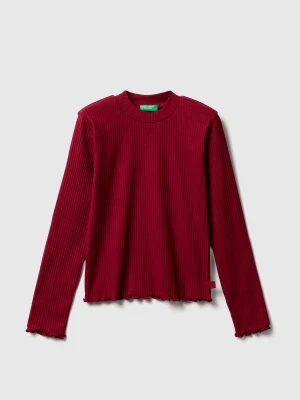Benetton, Slim Fit Stretch Cotton T-shirt, Size: S, Burgundy, Kids United Colors of Benetton