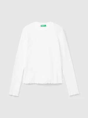 Benetton, Slim Fit Stretch Cotton T-shirt, Size: XL, Creamy White, Kids United Colors of Benetton