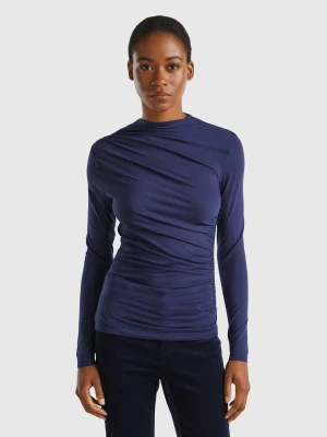 Benetton, Slim Fit Stretch Modal® T-shirt, size L, Dark Blue, Women United Colors of Benetton