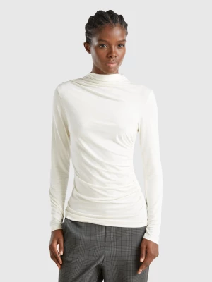 Benetton, Slim Fit Stretch Modal® T-shirt, size S, Creamy White, Women United Colors of Benetton